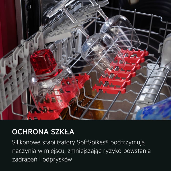 OCHRONA SZKŁA Silikonowe stabilizatory SoftSpikes® podtrzymują naczynia w miejscu, zmniejszając ryzyko powstania zadrapań i odprysków